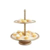 Julia Knight Florentine 13.5" Two-Tiered Server Gold Snow Cheap