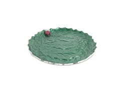 Julia Knight Holly Sprig 13" Round Platter Emerald New
