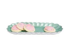 Julia Knight Peony 14" Rectangular Tray Aqua Clearance
