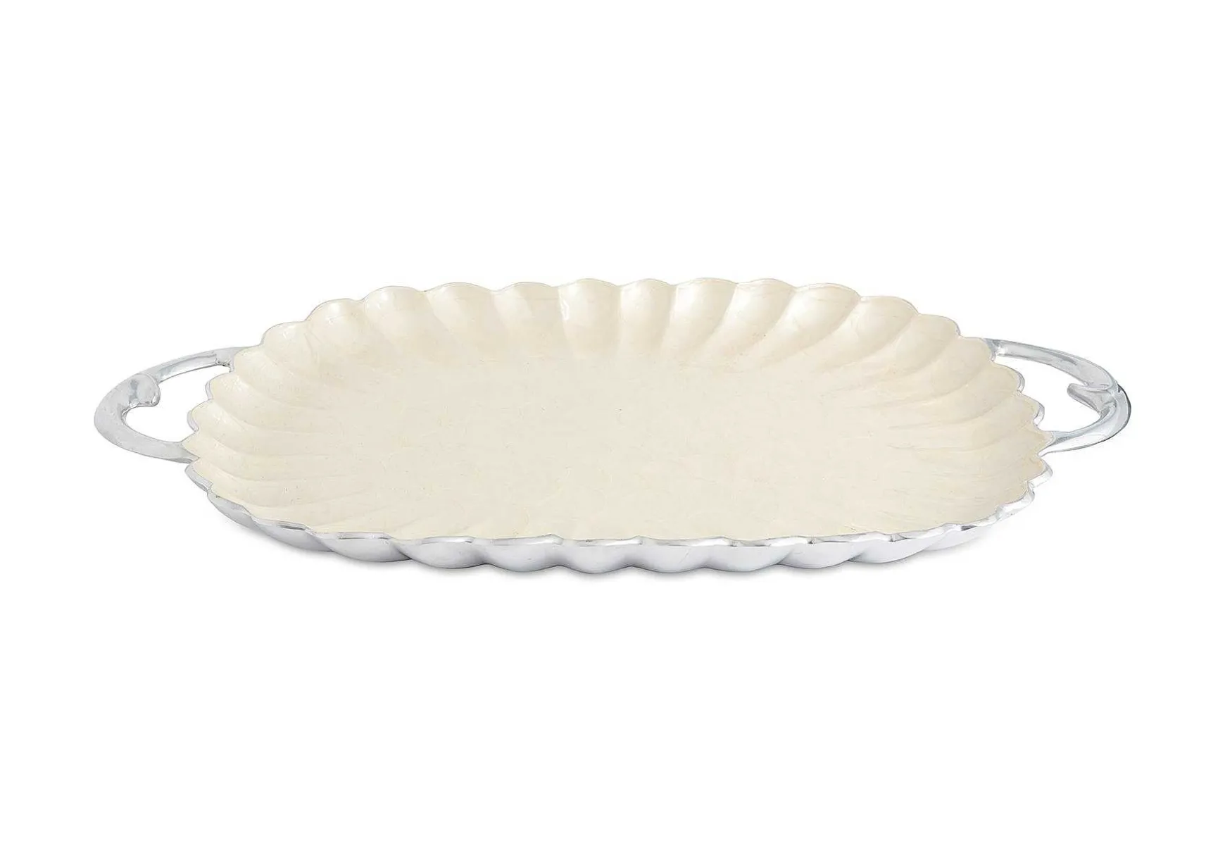 Julia Knight Peony 22.5" Rectangular Tray With Handles Snow Outlet