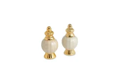Julia Knight Peony 4" Salt & Pepper Set Gold Snow Sale