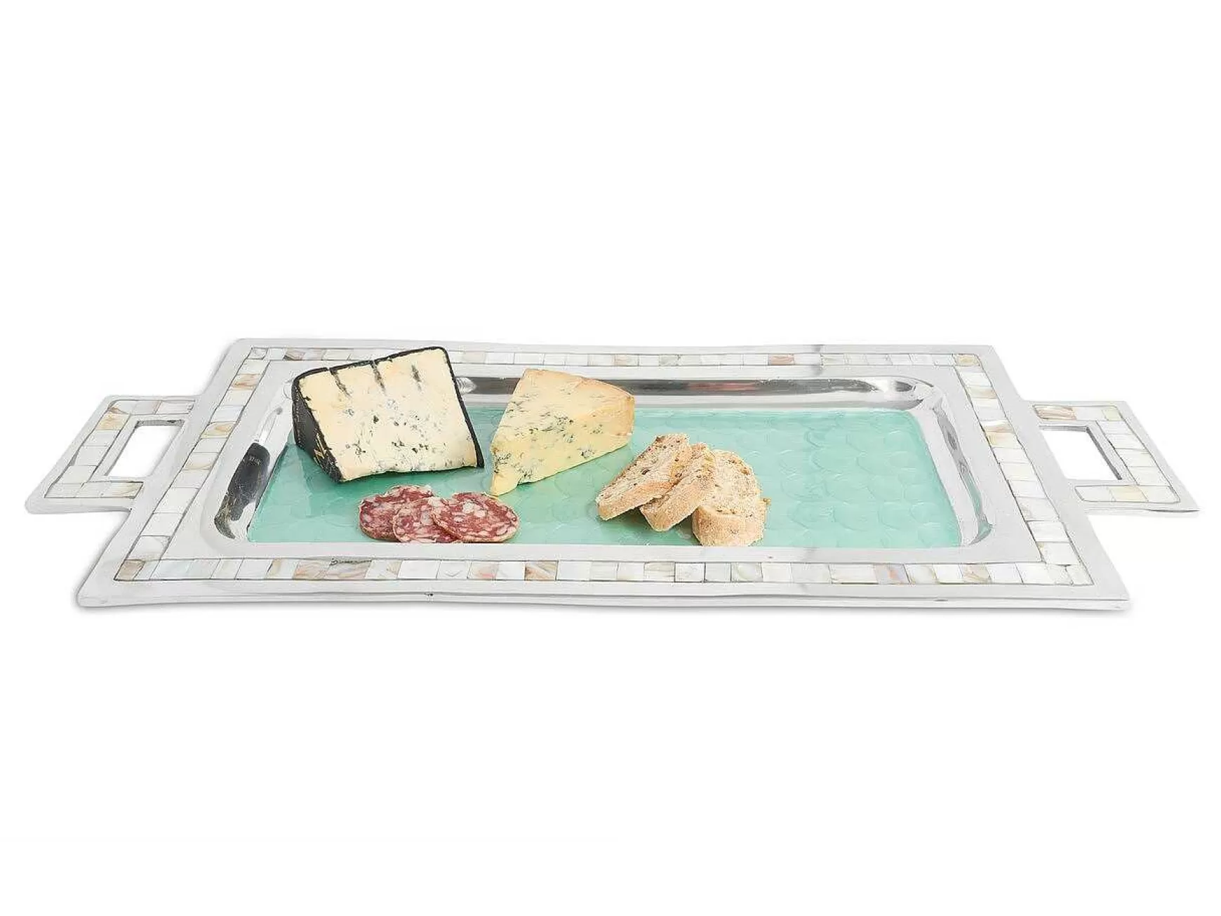 Julia Knight Classic 25" Rectangular Tray W/Handles Aqua Best Sale