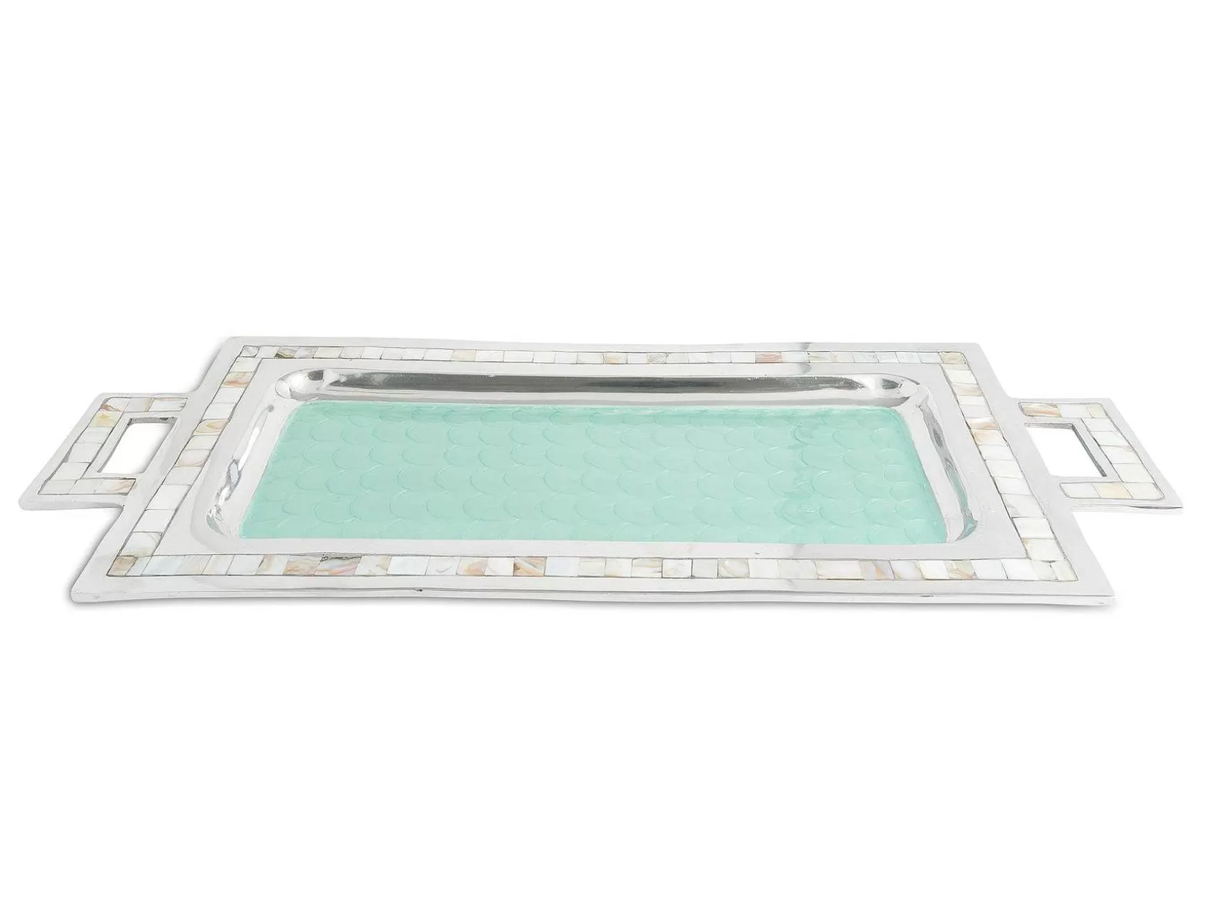 Julia Knight Classic 25" Rectangular Tray W/Handles Aqua Discount