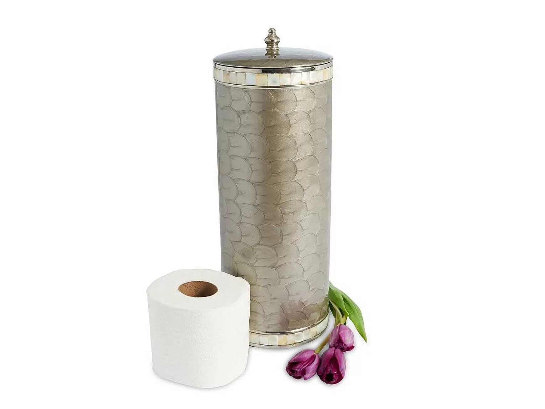 Julia Knight Classic Toilet Tissue Covered Holder Platinum Outlet