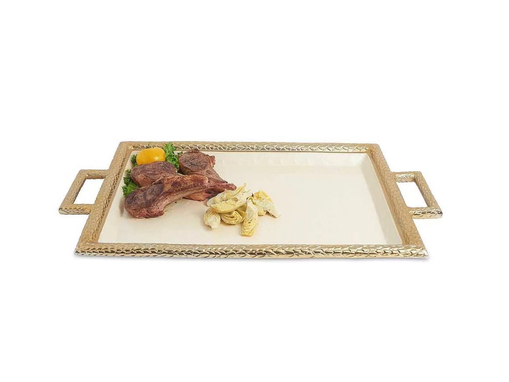 Julia Knight Florentine 23" Beveled Tray With Handles Gold Snow Fashion