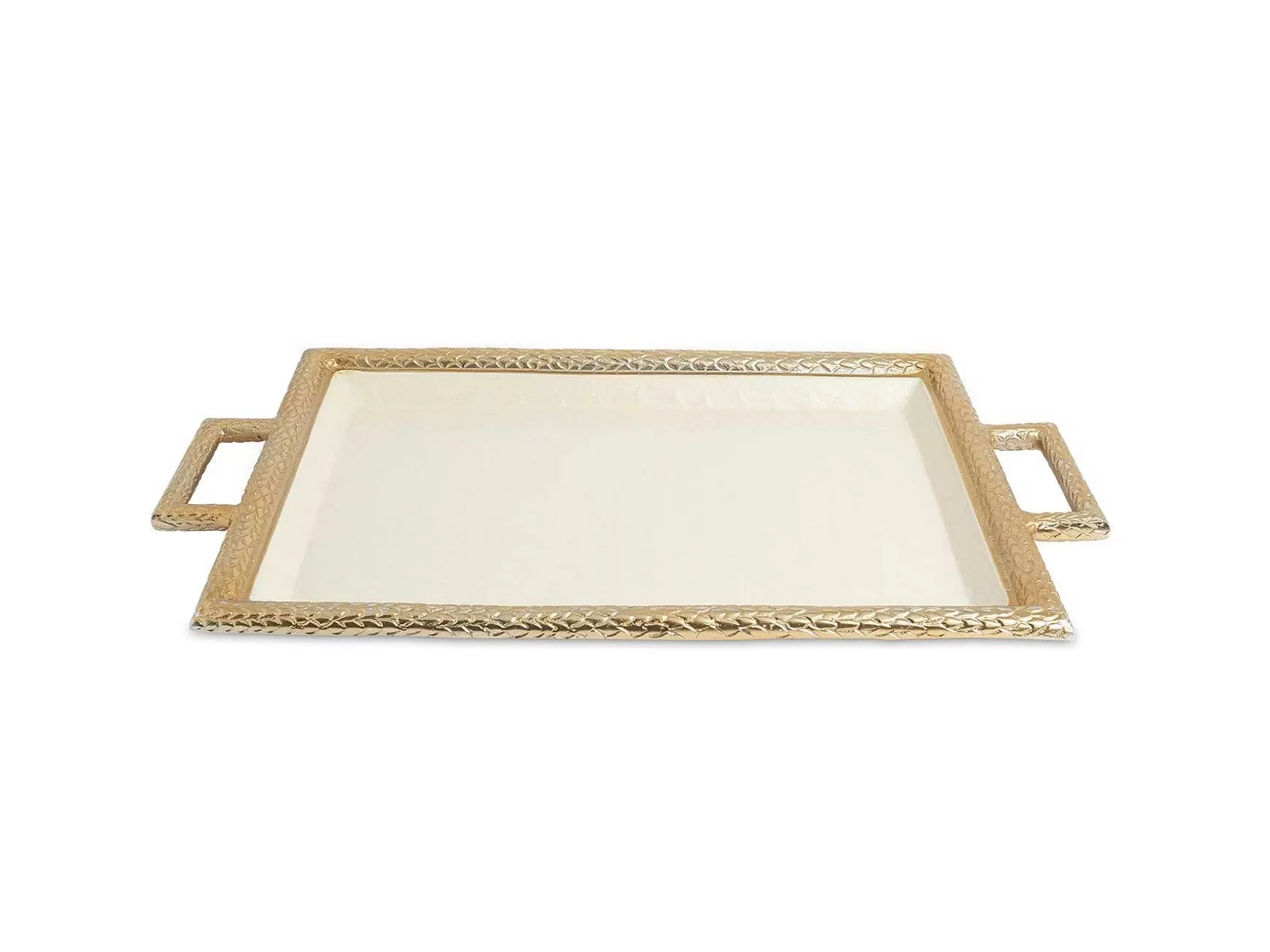 Julia Knight Florentine 23" Beveled Tray With Handles Gold Snow Best