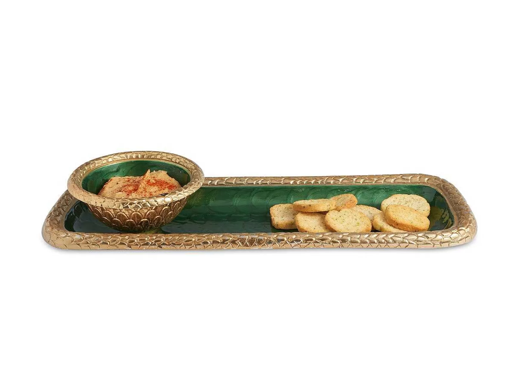 Julia Knight Florentine 16" Rectangular Tray Gold Emerald Flash Sale