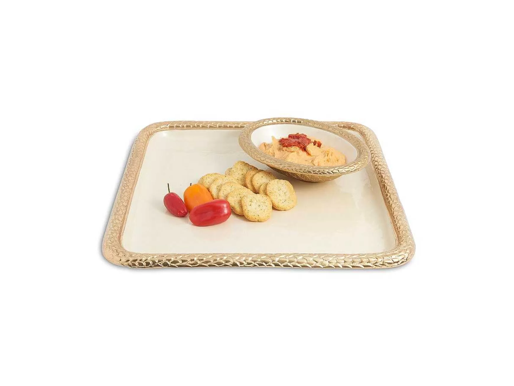 Julia Knight Florentine 15" Square Tray Gold Snow Flash Sale