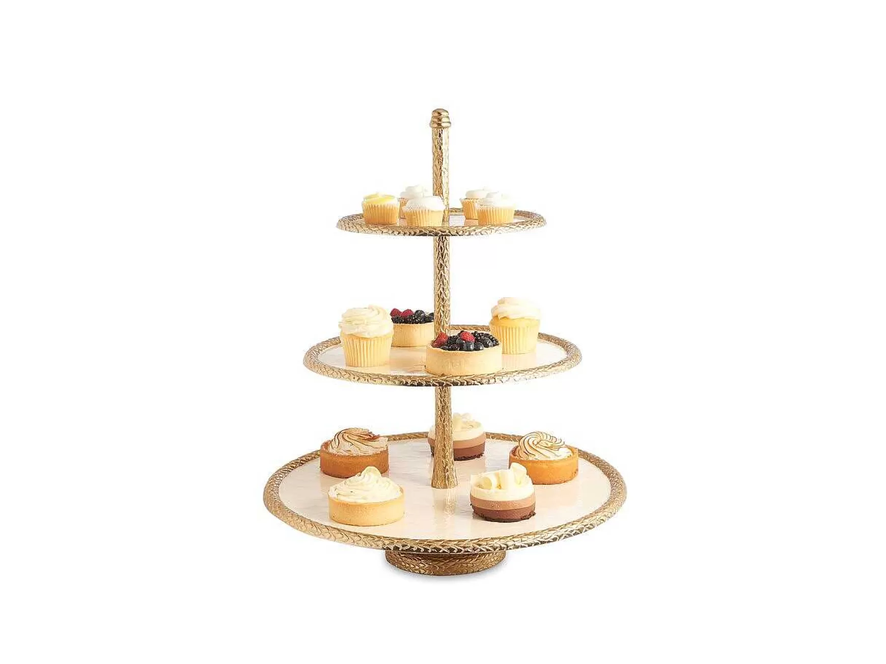 Julia Knight Florentine 18" Three-Tiered Server Gold Snow Sale