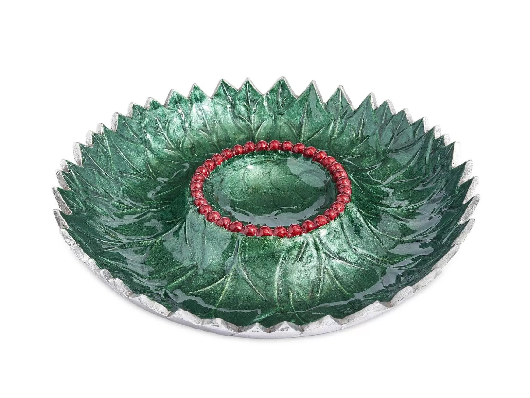 Julia Knight Holly Sprig 13.5" Chip & Dip Bowl Emerald Discount