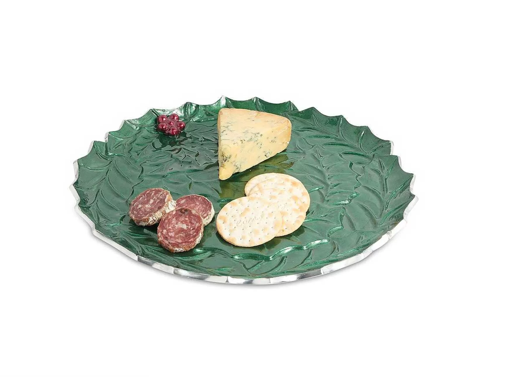 Julia Knight Holly Sprig 13" Round Platter Emerald Sale