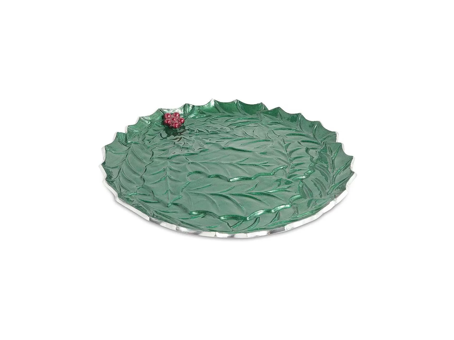 Julia Knight Holly Sprig 13" Round Platter Emerald New