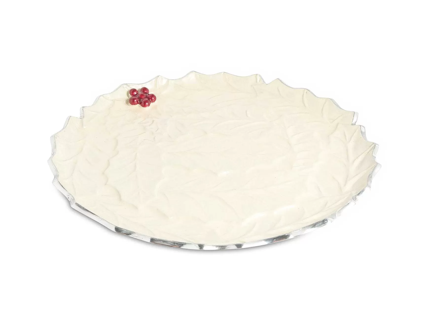 Julia Knight Holly Sprig 13" Round Platter Snow Clearance