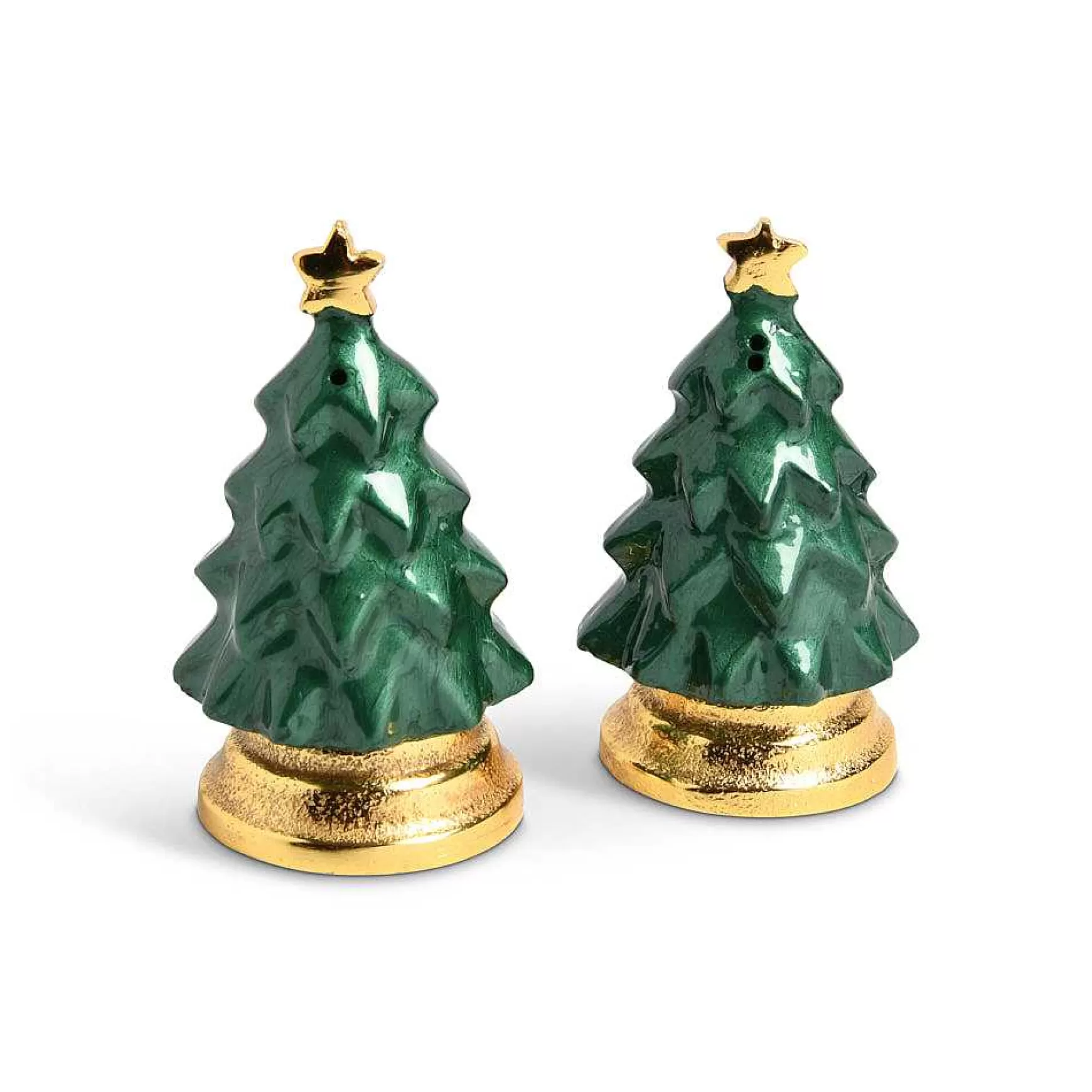 Julia Knight Holly Sprig Tree Salt & Pepper Shaker Gold Emerald Cheap