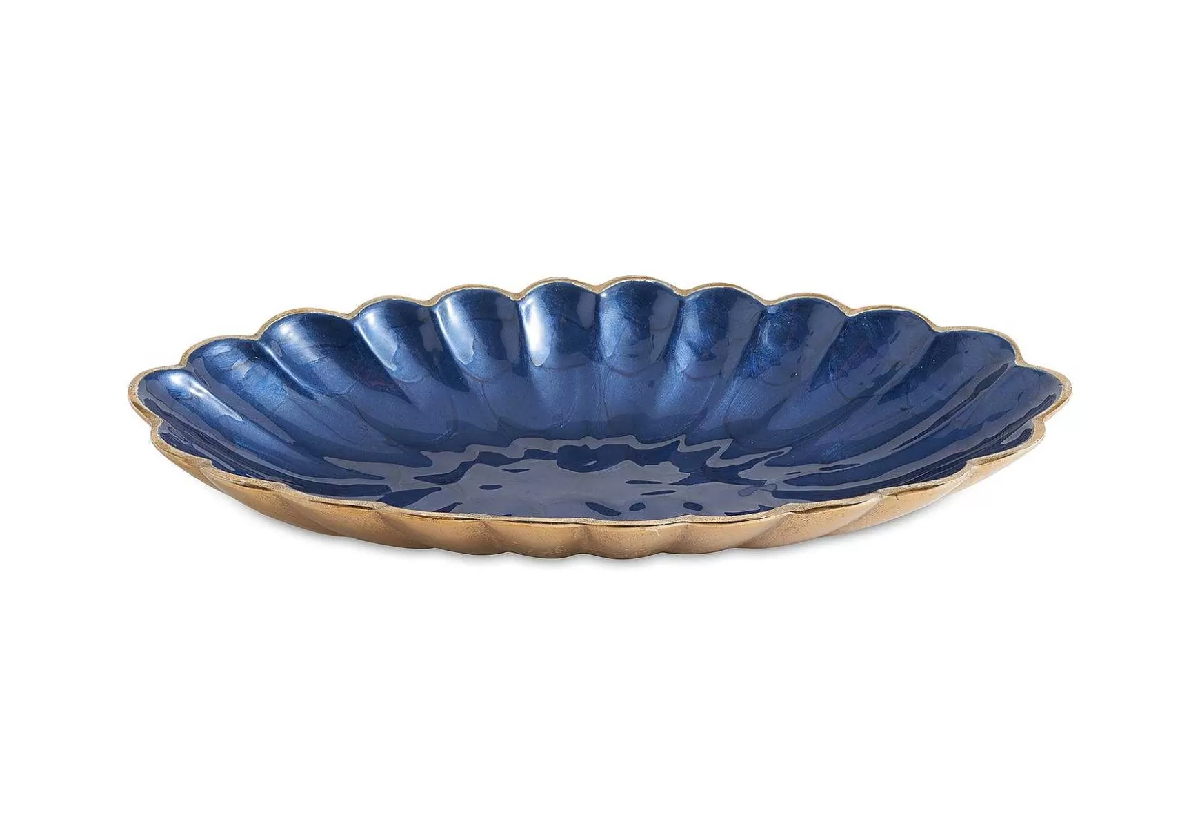 Julia Knight Peony 16" Oval Bowl Gold Sapphire Cheap