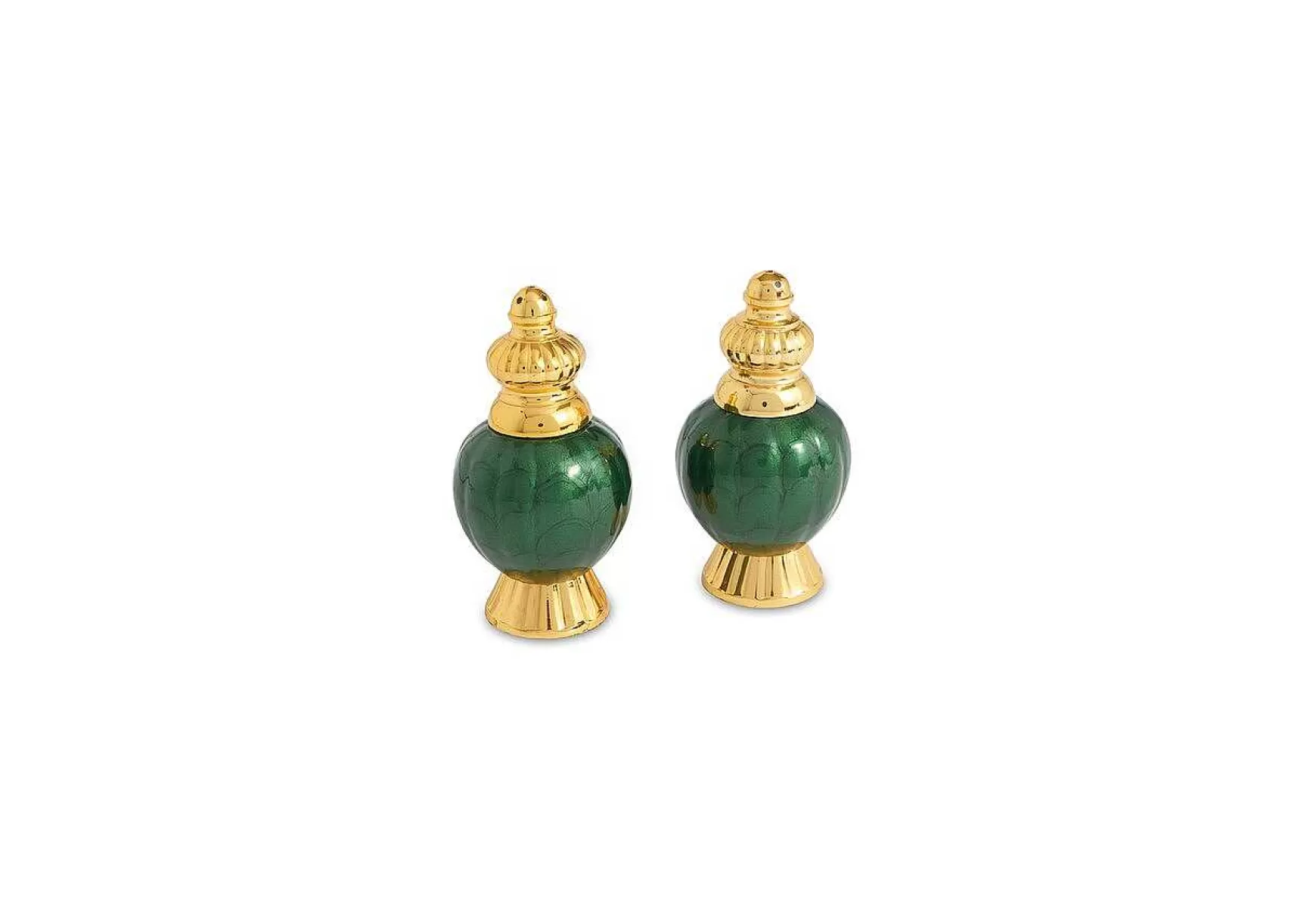 Julia Knight Peony 4" Salt & Pepper Set Gold Emerald Cheap