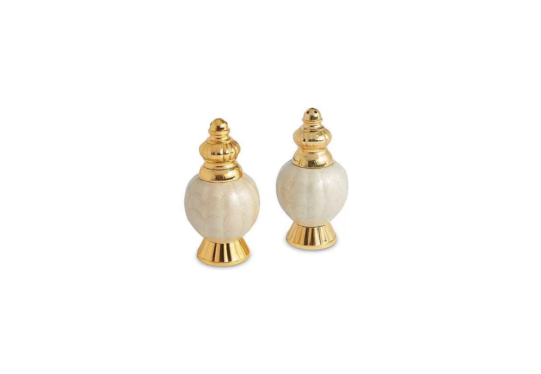 Julia Knight Peony 4" Salt & Pepper Set Gold Snow Sale