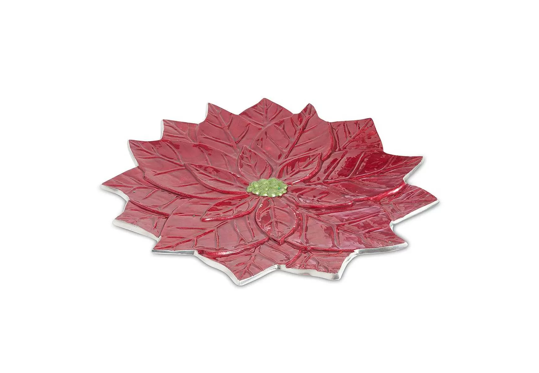 Julia Knight Poinsettia 15" Platter Pomegranate Flash Sale