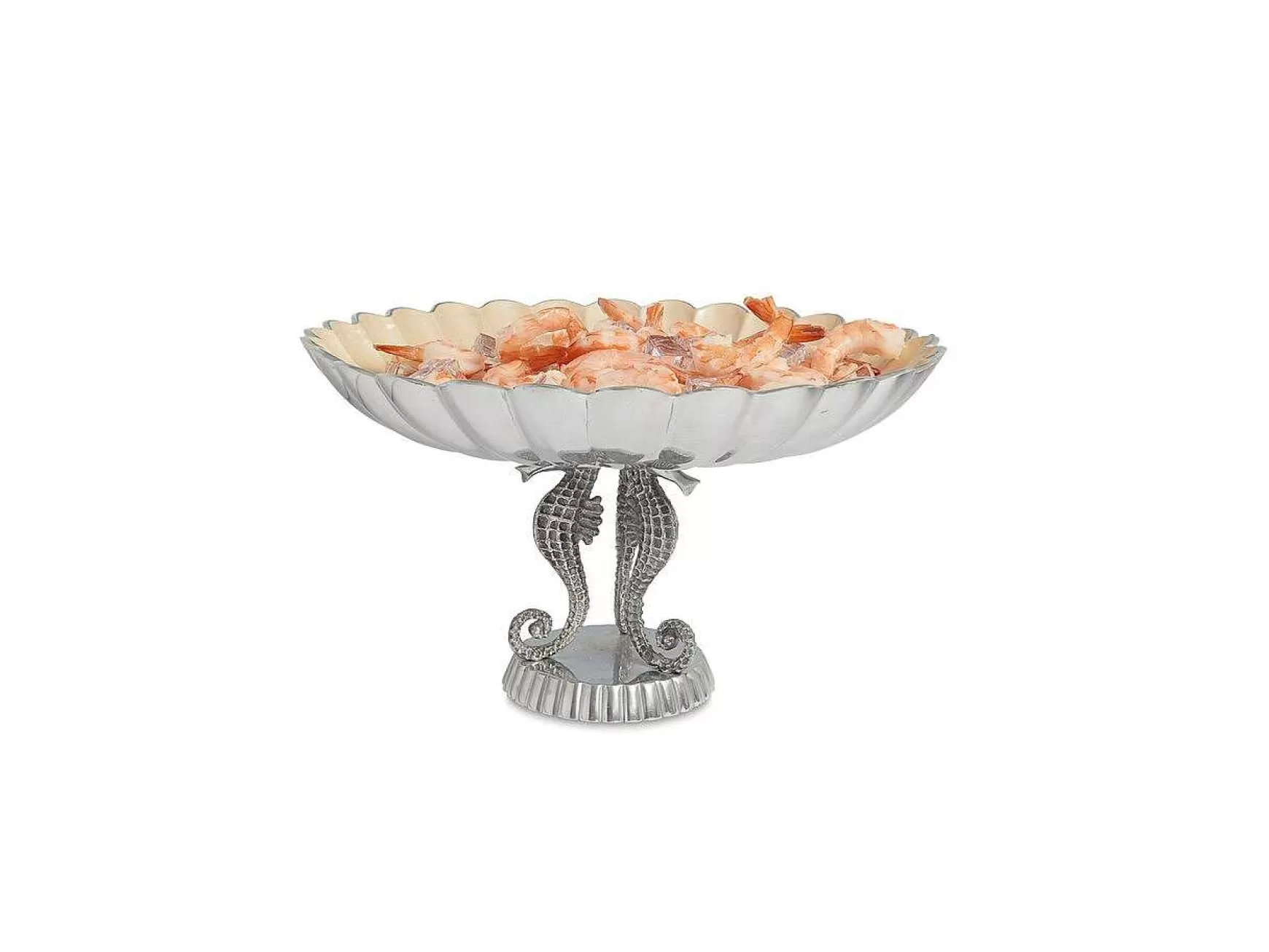 Julia Knight Sea Horse 14" Pedestal Bowl Snow Flash Sale