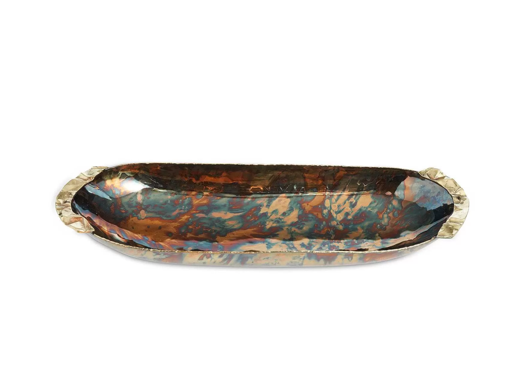 Julia Knight Sierra 18" Oval Bowl Rainbow Bronze Flash Sale